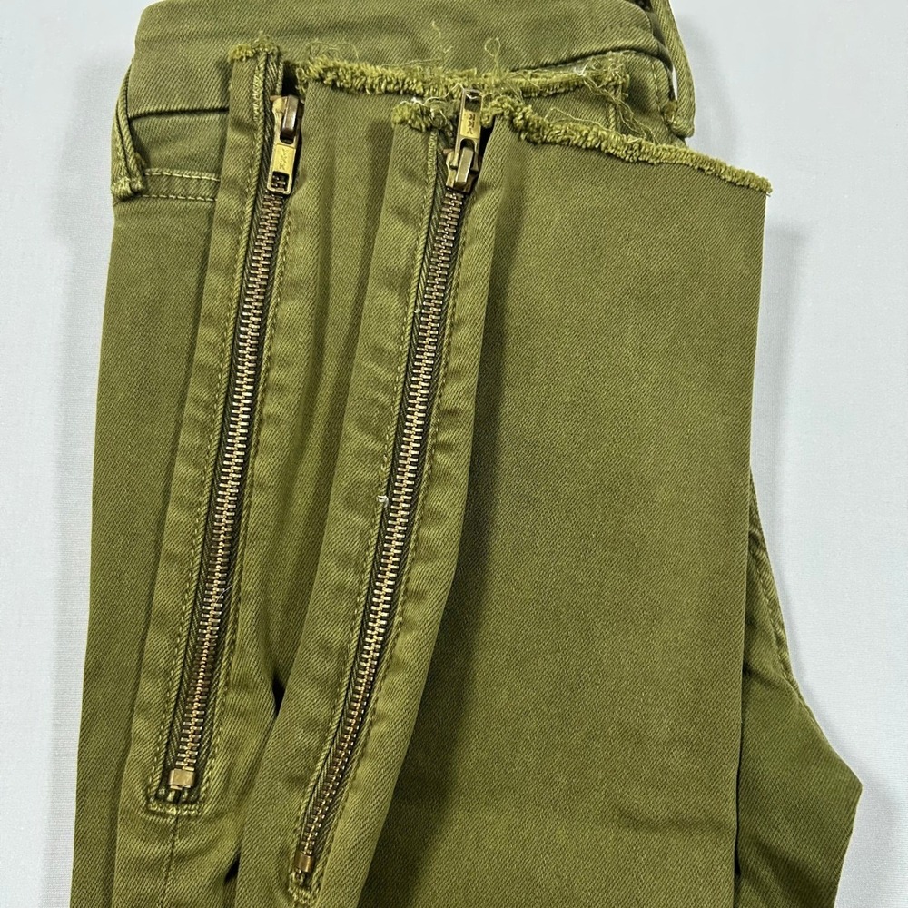 Mother The Looker Jeans Womens 25 Green Skinny Ankle Zip Fray Denim USA